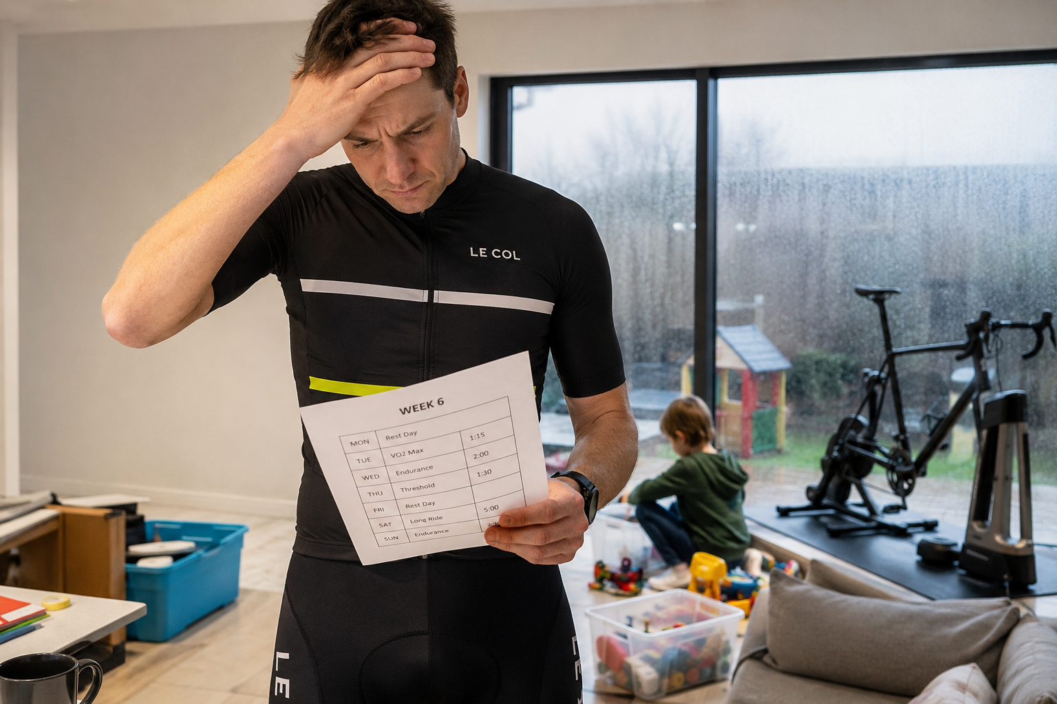 Cyclist reviewing a generic cycling training plan