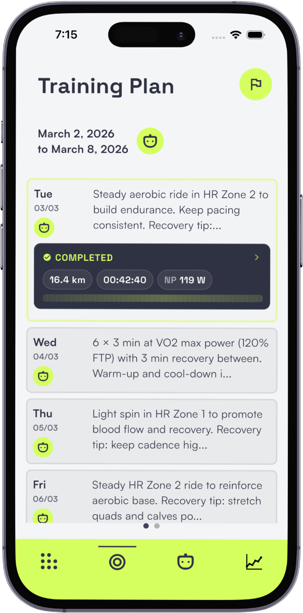 Streeka training plan screen